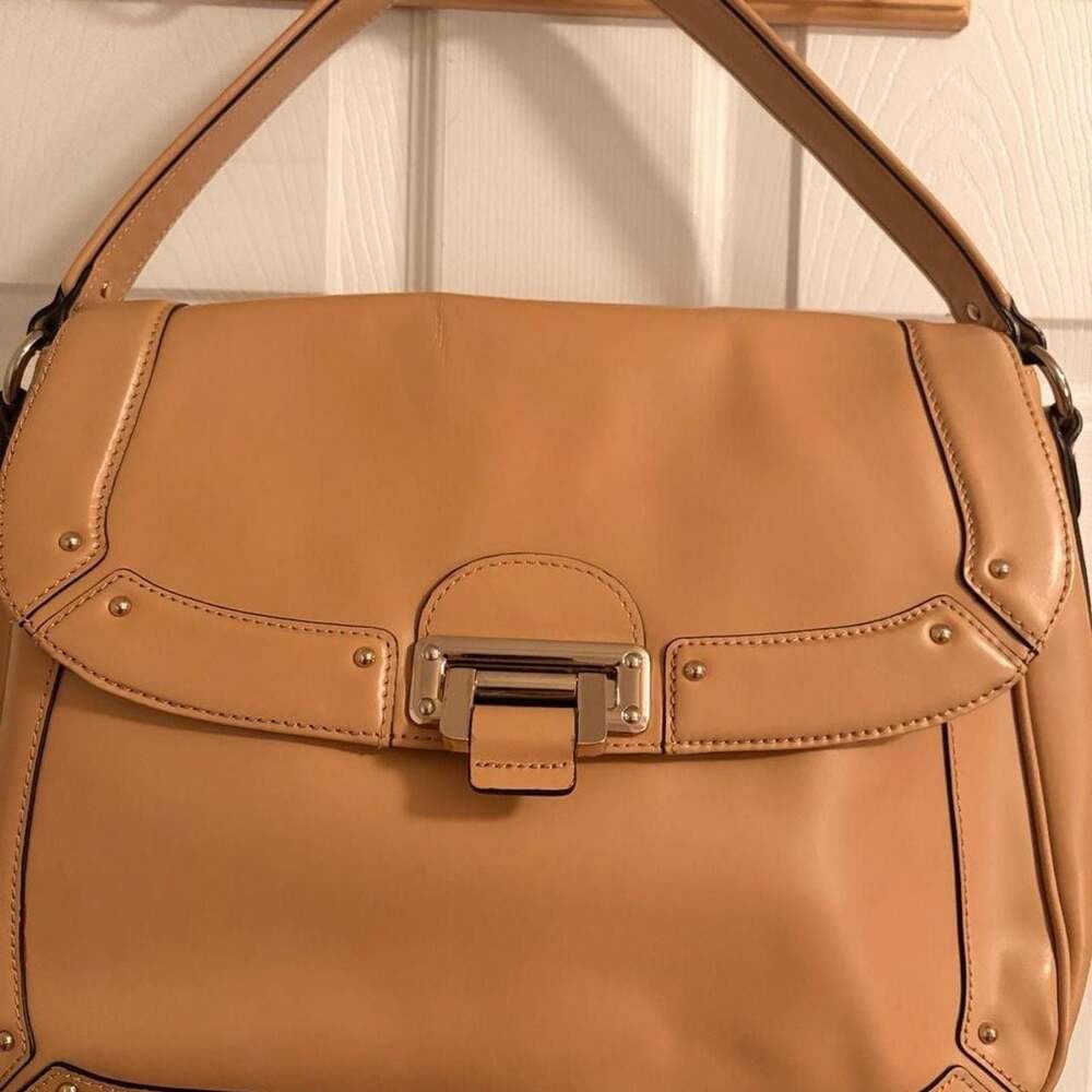 Banana Republic Tan Leather Shoulder Bag with Silver Tone Hardware